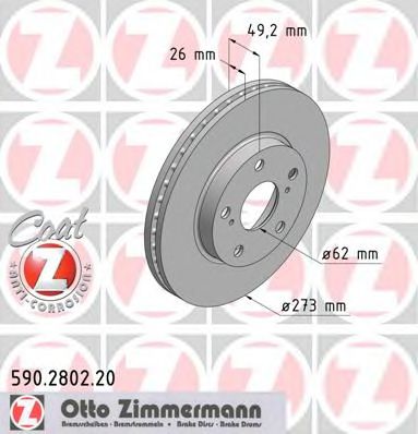 Тормозной диск Otto Zimmermann 590.2802.20