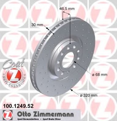 Тормозной диск Otto Zimmermann 100.1249.52