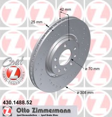 Тормозной диск Otto Zimmermann 430.1488.52