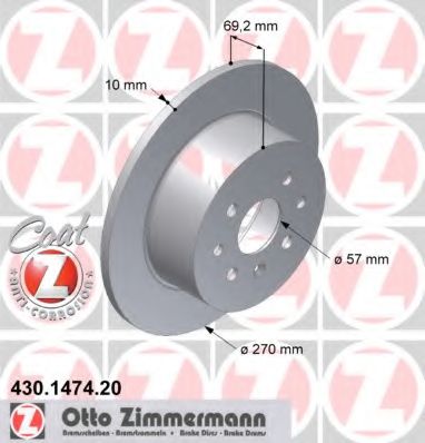Тормозной диск Otto Zimmermann 430.1474.20