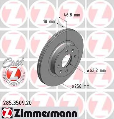 Тормозной диск Otto Zimmermann 285.3509.20