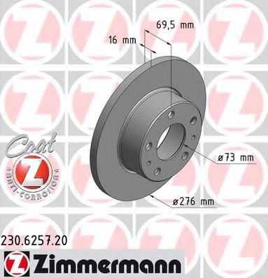 Тормозной диск Otto Zimmermann 230.6257.20