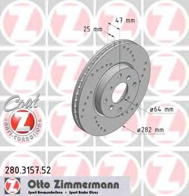 Тормозной диск Otto Zimmermann 280.3157.52