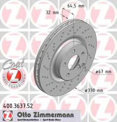 Тормозной диск Otto Zimmermann 400.3637.52