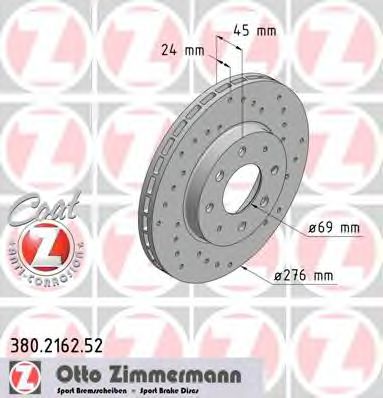 Тормозной диск Otto Zimmermann 380.2162.52