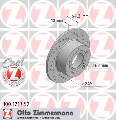 Тормозной диск Otto Zimmermann 100.1217.52