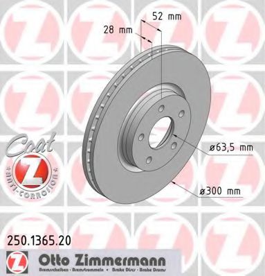 Тормозной диск Otto Zimmermann 250.1365.20