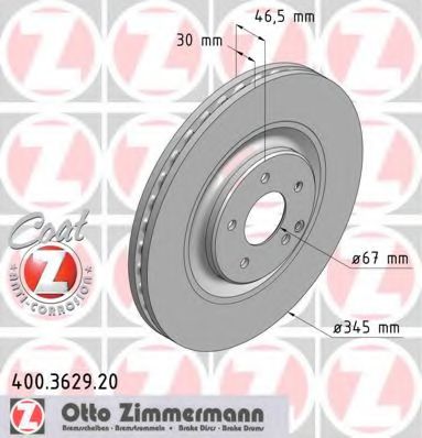 Тормозной диск Otto Zimmermann 400.3629.20