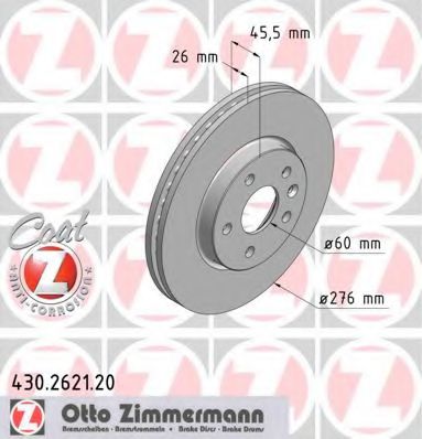 Тормозной диск Otto Zimmermann 430.2621.20