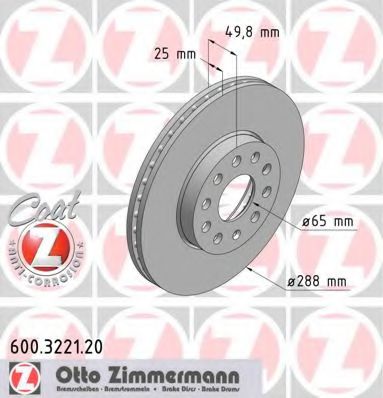 Тормозной диск Otto Zimmermann 600.3221.20