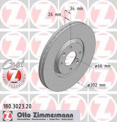 Тормозной диск Otto Zimmermann 180.3023.20