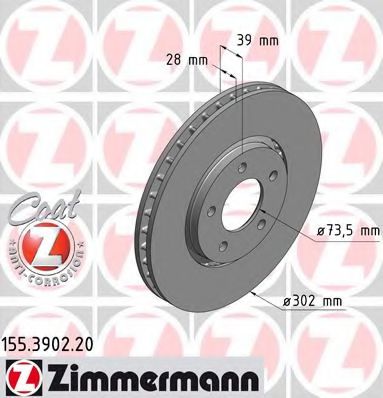 Тормозной диск Otto Zimmermann 155.3902.20