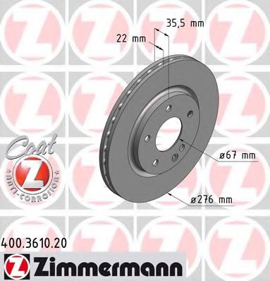 Тормозной диск Otto Zimmermann 400.3610.20