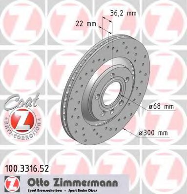 Тормозной диск Otto Zimmermann 100.3316.52