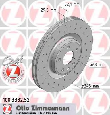 Тормозной диск Otto Zimmermann 100.3332.52