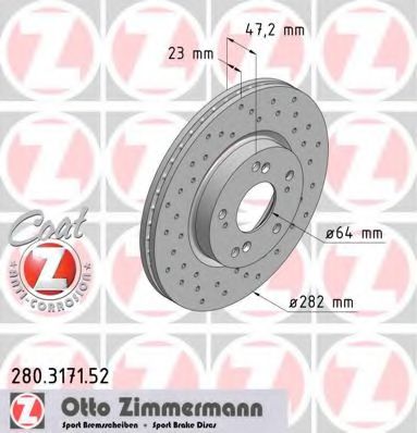 Тормозной диск Otto Zimmermann 280.3171.52