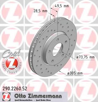 Тормозной диск Otto Zimmermann 290.2260.52