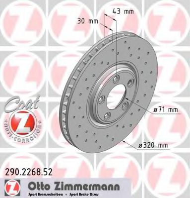 Тормозной диск Otto Zimmermann 290.2268.52