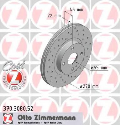 Тормозной диск Otto Zimmermann 370.3080.52