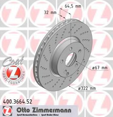 Тормозной диск Otto Zimmermann 400.3664.52