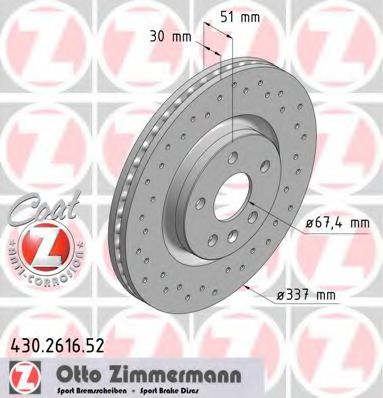 Тормозной диск Otto Zimmermann 430.2616.52