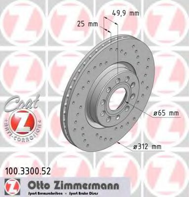 Тормозной диск Otto Zimmermann 100.3300.52