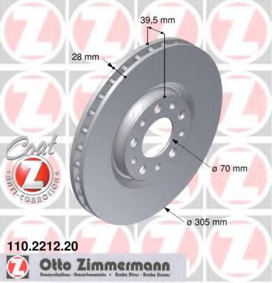Тормозной диск Otto Zimmermann 110.2212.20