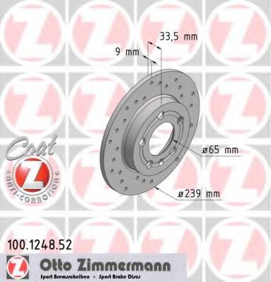 Тормозной диск Otto Zimmermann 100.1248.52