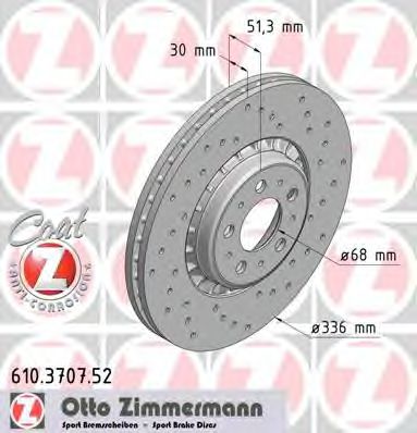 Тормозной диск Otto Zimmermann 610.3707.52