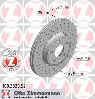Тормозной диск Otto Zimmermann 100.3330.52