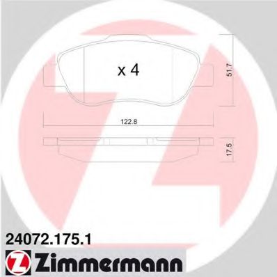 Тормозные колодки Otto Zimmermann 24072.175.1