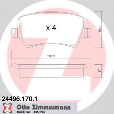 Тормозные колодки Otto Zimmermann 24496.170.1
