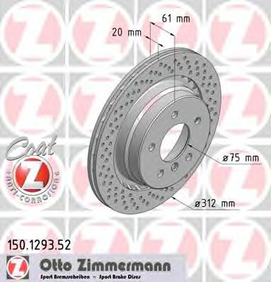 Тормозной диск Otto Zimmermann 150.1293.52