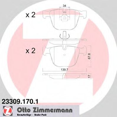 Тормозные колодки Otto Zimmermann 23309.170.1