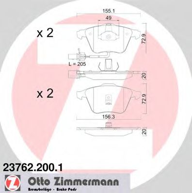 Тормозные колодки Otto Zimmermann 23762.200.1