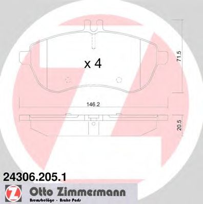 Тормозные колодки Otto Zimmermann 24306.205.1