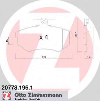 Тормозные колодки Otto Zimmermann 20778.196.1