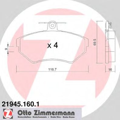 Тормозные колодки Otto Zimmermann 21945.160.1