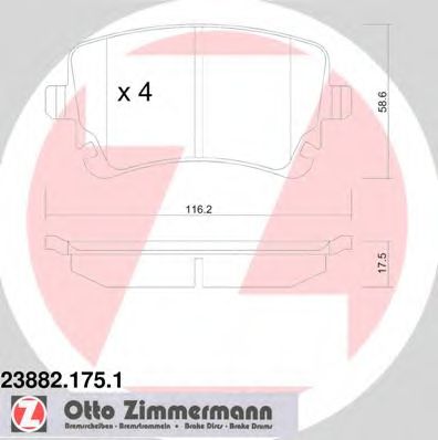 Тормозные колодки Otto Zimmermann 23882.175.1