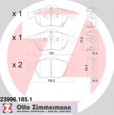 Тормозные колодки Otto Zimmermann 23996.185.1
