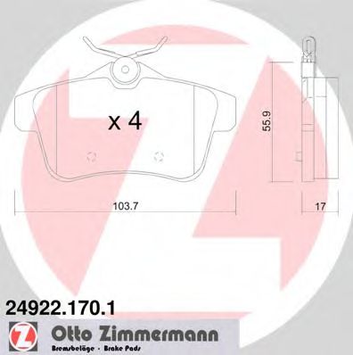 Тормозные колодки Otto Zimmermann 24922.170.1