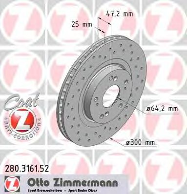 Тормозной диск Otto Zimmermann 280.3161.52