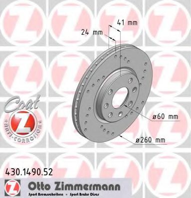 Тормозной диск Otto Zimmermann 430.1490.52