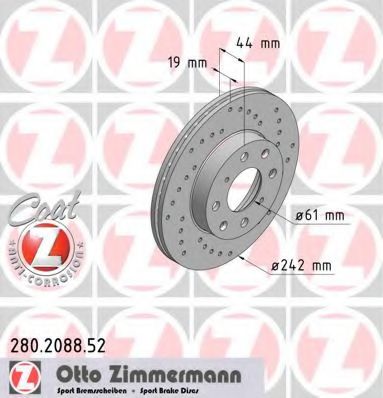 Тормозной диск Otto Zimmermann 280.2088.52