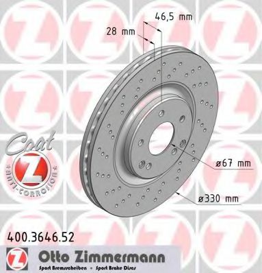 Тормозной диск Otto Zimmermann 400.3646.52