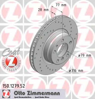 Тормозной диск Otto Zimmermann 150.1279.52