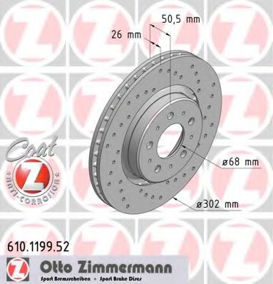 Тормозной диск Otto Zimmermann 610.1199.52