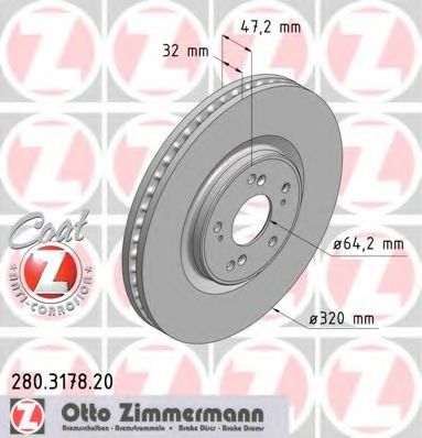 Тормозной диск Otto Zimmermann 280.3178.20