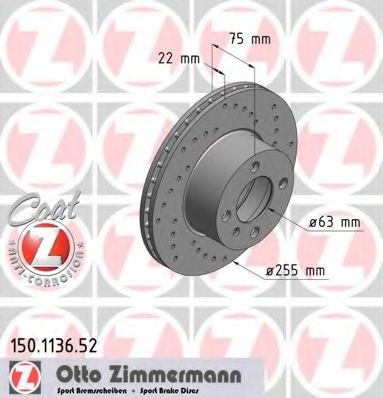 Тормозной диск Otto Zimmermann 150.1136.52