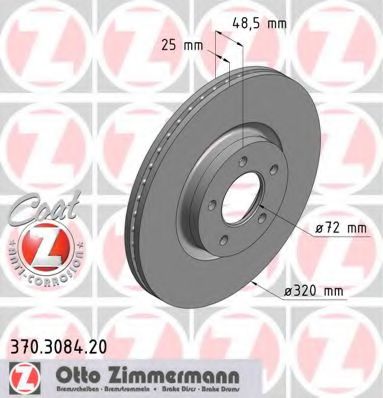 Тормозной диск Otto Zimmermann 370.3084.20